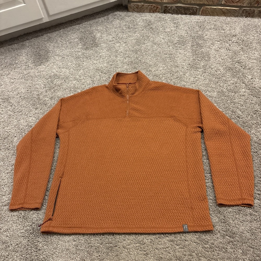 L.L.Bean Men's Ridgeknit Quarter-Zip Pullover Fleece Orange Worn Once! Large L